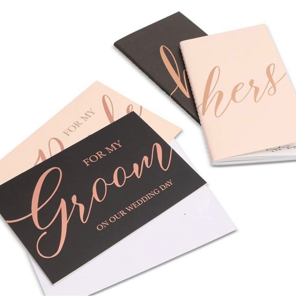4 pcs set Wedding Vow Books His and Hers Cards with Envelopes